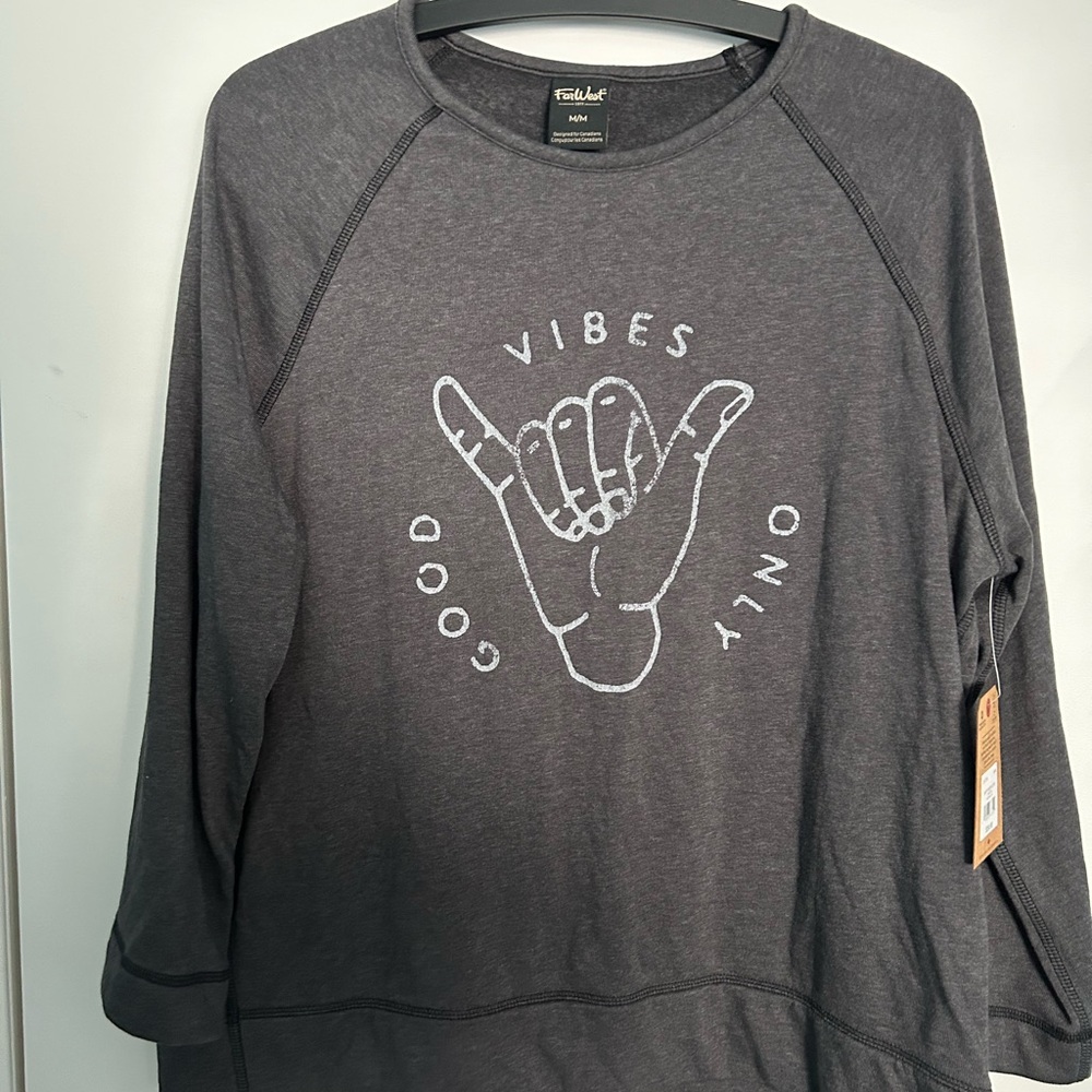 Farwest Vintage Gray Sweatshirt - Good Vibes Only